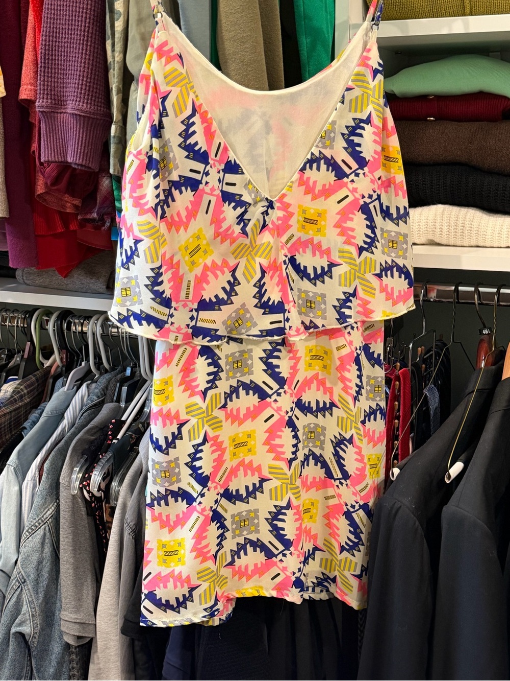 Women’s Summer Dress - Neon Geo Print Small - Picture 2 of 2